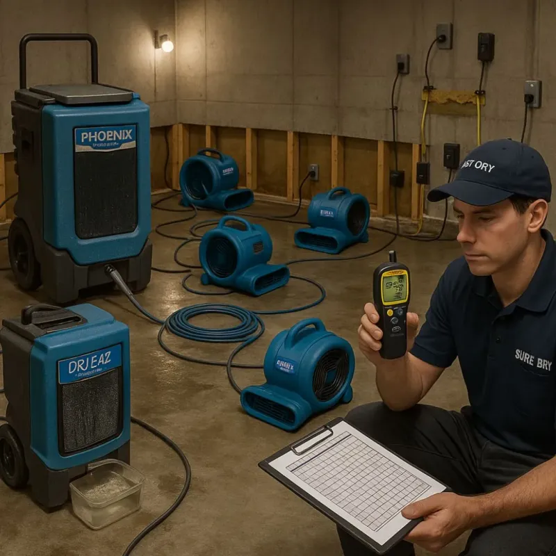 Structural Drying and Dehumidification process in Alta Sierra, CA
